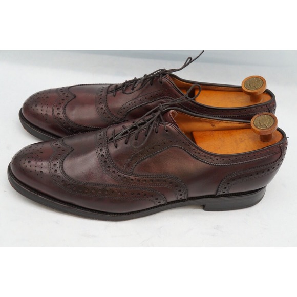 Allen Edmonds Barrington Burgundy Leather Wingtip Blucher Dress Shoe SZ 12 D - Picture 2 of 12